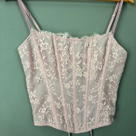 VICTORIA’S SECRET Very Sexy Twinkle Strap Lace Corset Top Rose Pink Coquette S - Picture 6 of 14